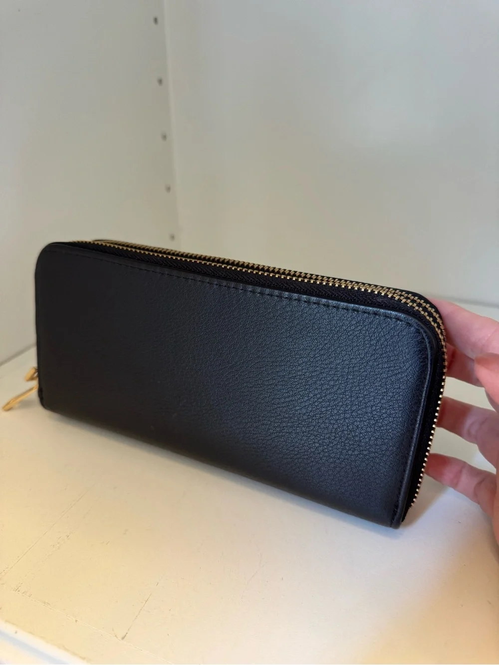 A New Day Black Faux Leather Double Zip Continental Wallet Gold Hardware Target